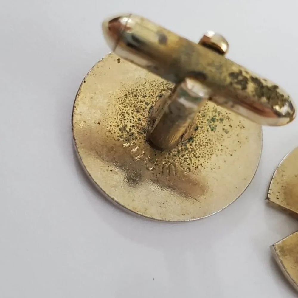 Swank Cufflinks Tribal Silver‎ Art Deco Gold Geomet
